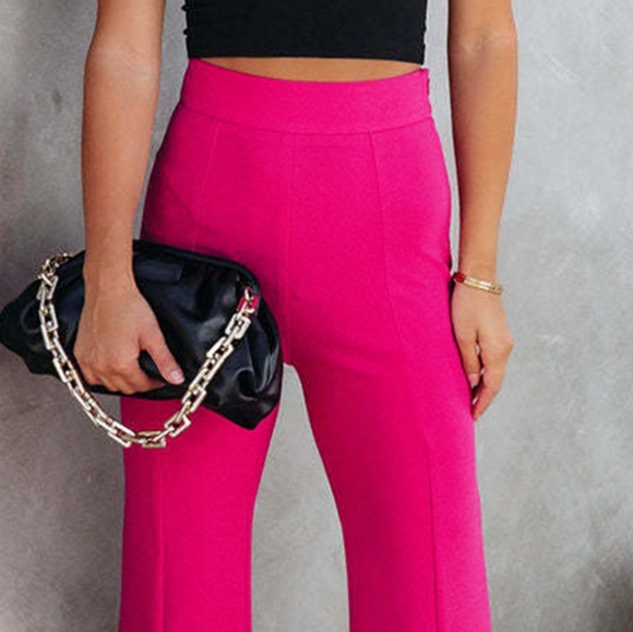 Rachael Slit Flare Pants - Pink - Picture 6 of 8
